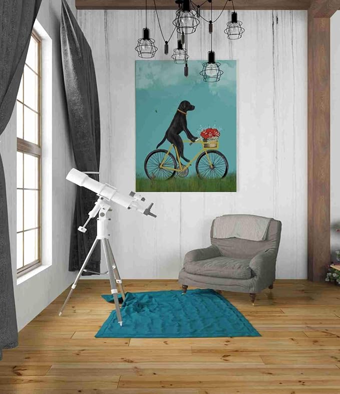 Epic Graffiti 'Black Labrador on Bicycle - Sky' by Fab Funky Canvas Wall Art, 26"x34"