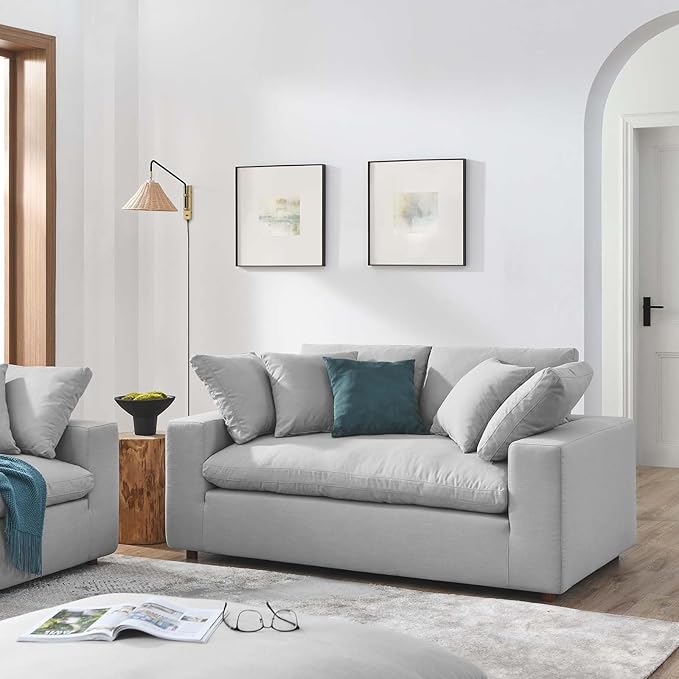 Modway EEI-4859-LGR Commix Down Filled Overstuffed Loveseat, Light Gray