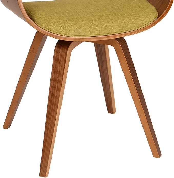 Armen Living Summer Modern Chair in Green Fabric and Walnut Wood - Set of 2