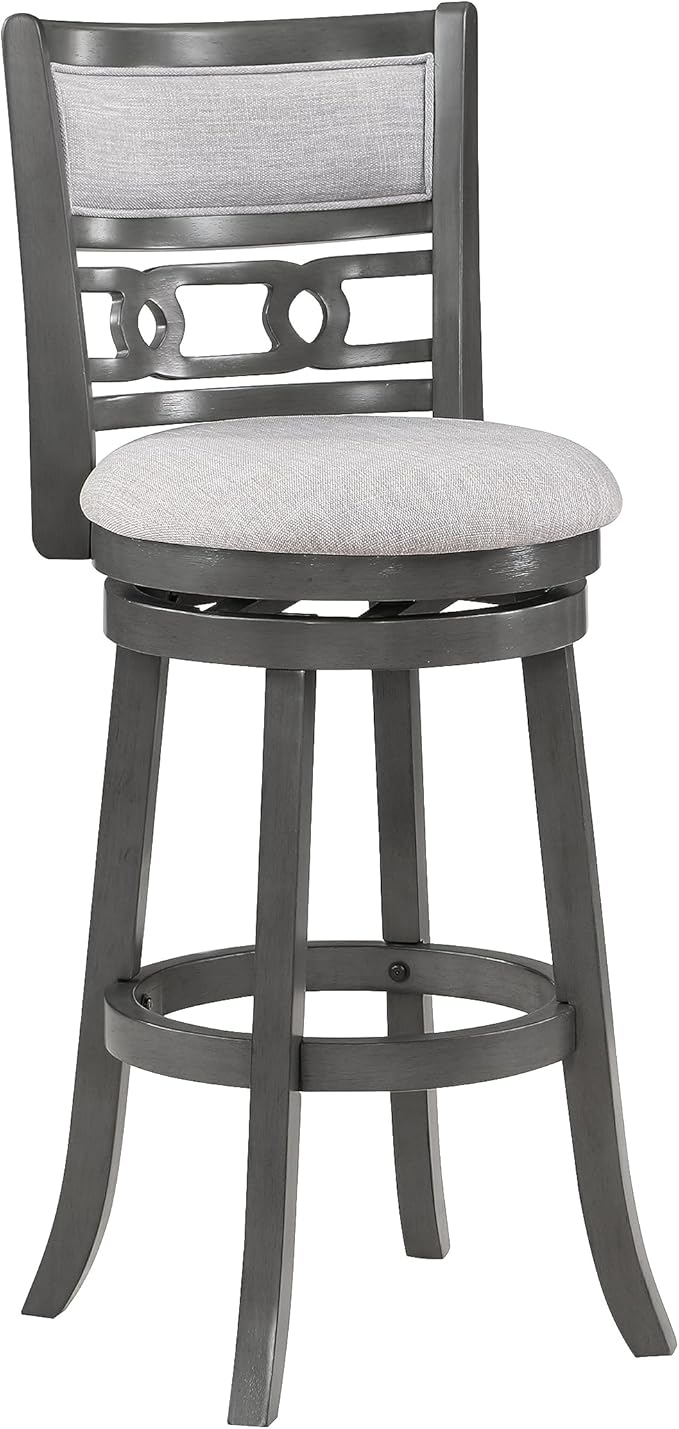 New Classic Home Furnishings Gia 29" Swivel Barstool-Gray W/Gray Fabric Seat