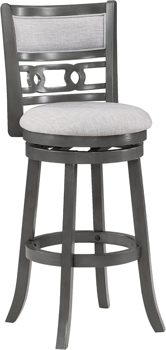 New Classic Home Furnishings Gia 29" Swivel Barstool-Gray W/Gray Fabric Seat