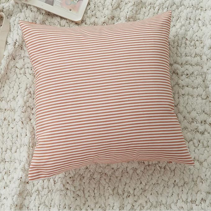 HOPLEE Orange Fall Pillow Covers 24x24 Farmhouse Throw Pillow Cover Cushion Cover with Buffalo Plaid, Solid Orange, Striped and Gingham Plaid Design 24x24 inches,4 Pack