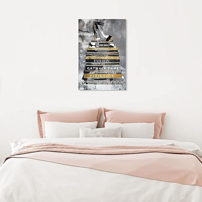 The Oliver Gal Artist Co. Fashion and Glam Wall Art Canvas Prints 'Fashion Thoughts Noir Classic' Shoes