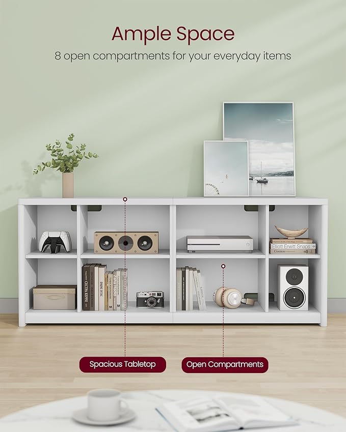 VASAGLE TV Stand for TVs up to 65 Inches, TV Cabinet with Storage Shelves, TV Console Table, Easy to Assemble, for Living Room, Bedroom, Study, Cloud White ULTV111W01