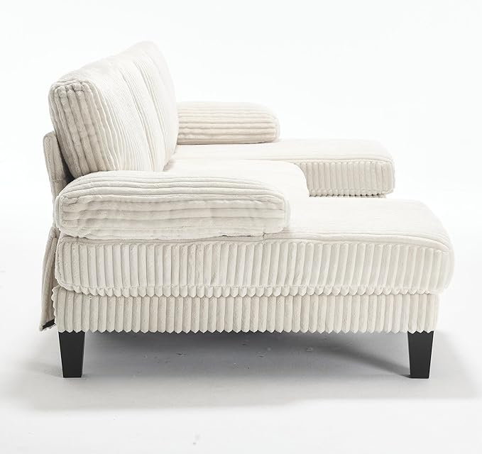Eafurn Symmetrical U Shaped Sectional Sofa with Double Chaise Lounge,Modern Corduroy Upholstered Oversized Corner Couch, Deep Seat Comfy 4-Seater Sofa w/Pillow-top Armrest for Living Room