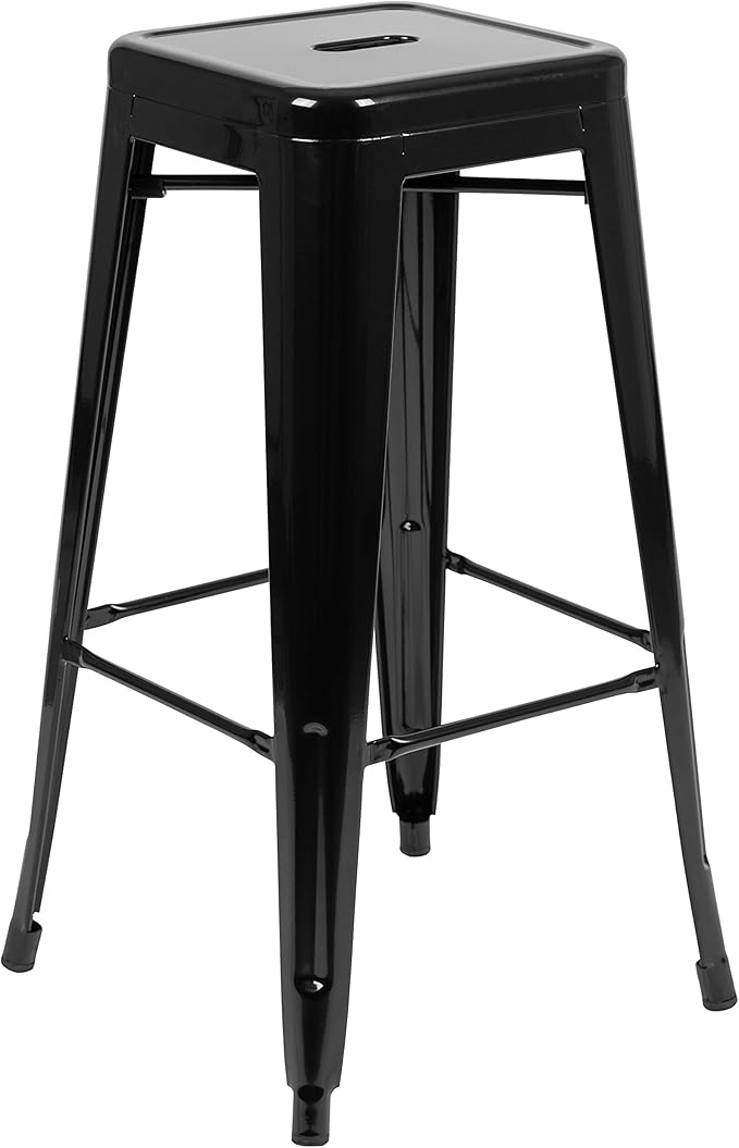 Flash Furniture Lily 30" High Metal Indoor Bar Stool in Black - Stackable Set of 4