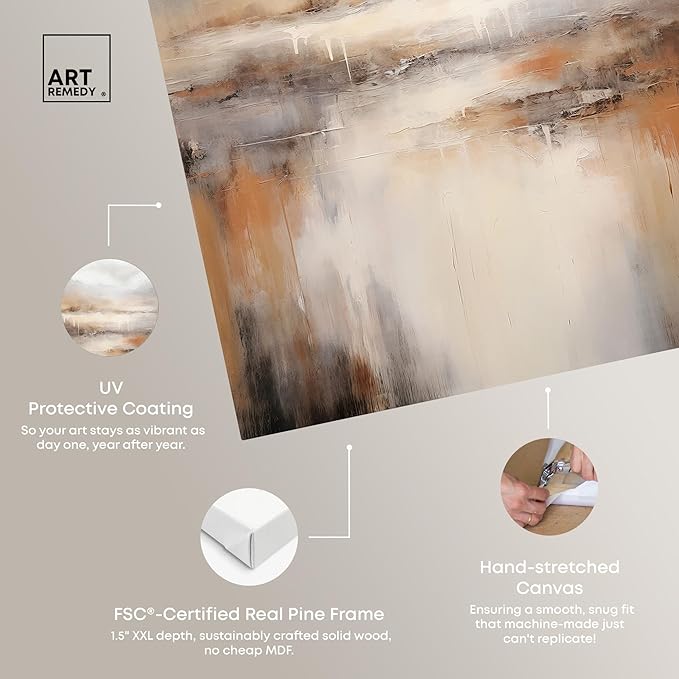 Art Remedy Natural Cascades Canvas Muted Abstract Wall Art, Gallery Wrapped, 36" x 54"
