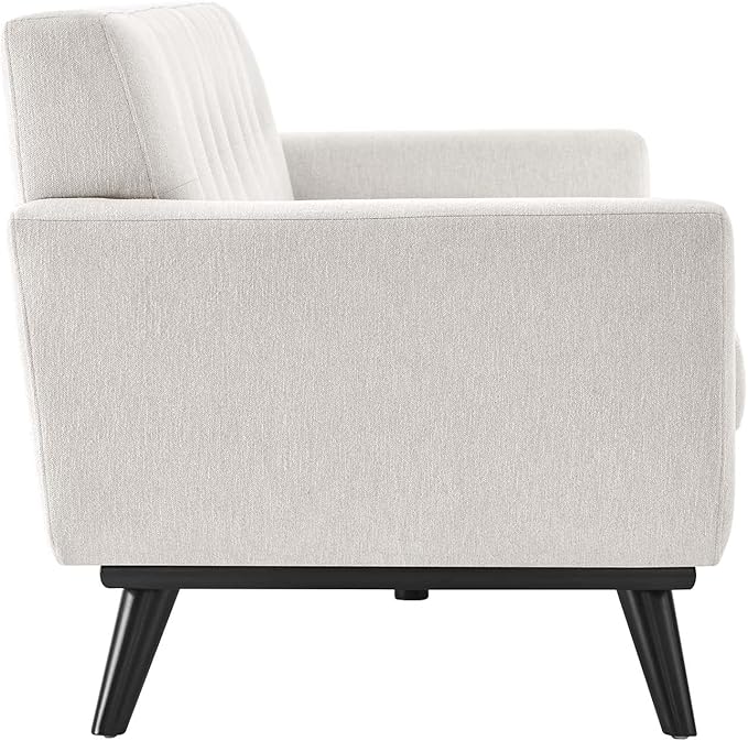 Modway Engage Mid-Century Modern Herringbone Fabric Sofa in Ivory