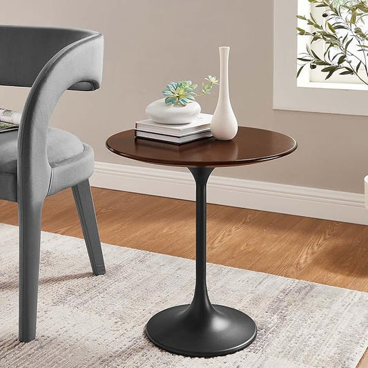 Modway Lippa Round 20" Mid-Century Modern Side Tablin Black Walnut