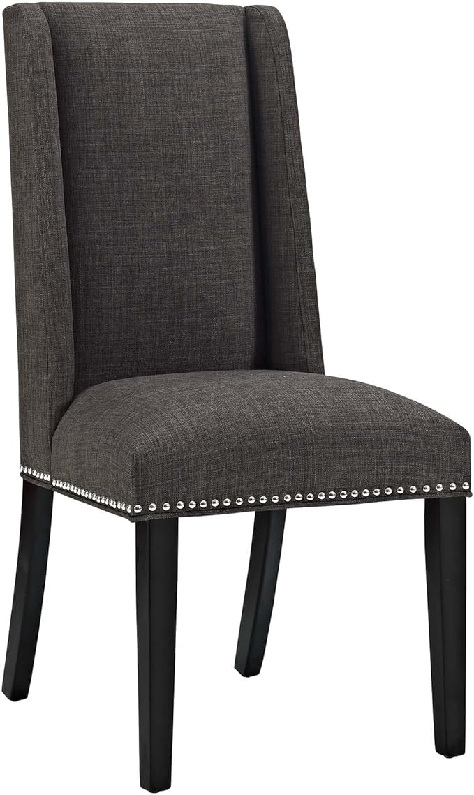Modway MO- Baron Modern Tall Back Wood Upholstered Fabric, Dining Chair, Brown