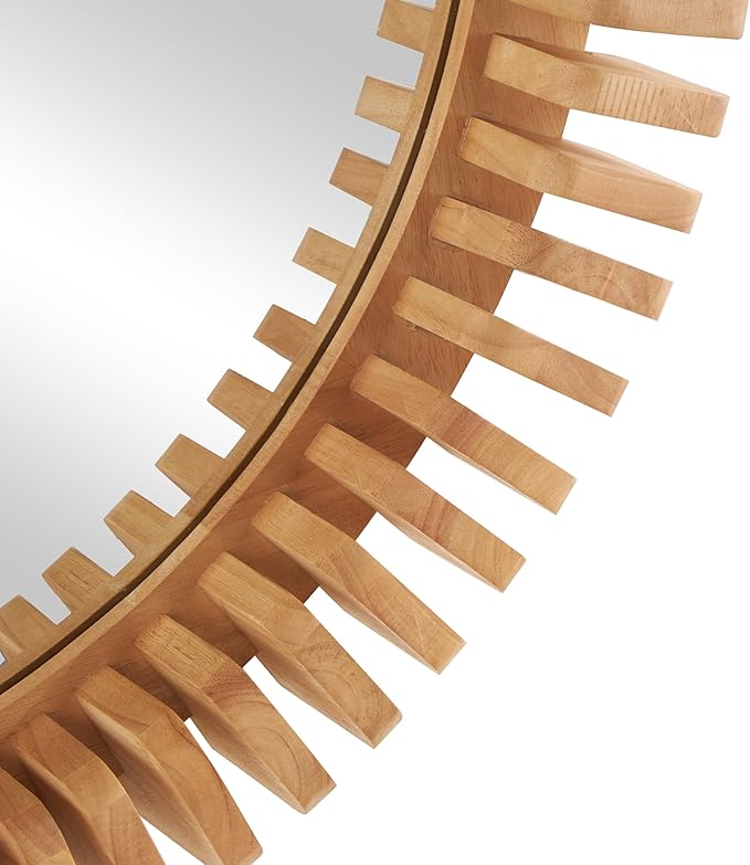 Deco 79 Wood Handmade Room Wall Mirror Entryway Mirror with Spiral Edges, Wall Mounted Mirror 32" x 3" x 32", Brown