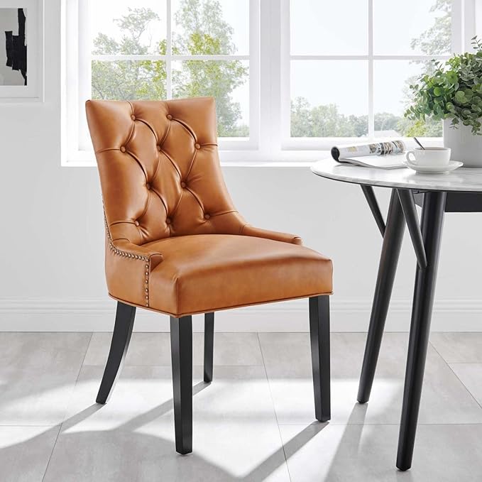 Regent Tufted Vegan Leather Dining Chair in Tan