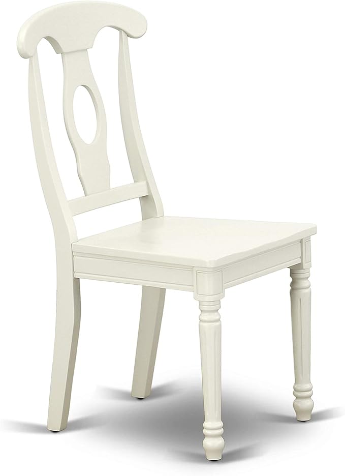 East West Furniture HLKE5-LWH-W 5 Piece Dining Room Table Set Includes a Round Kitchen Table with Pedestal and 4 Dining Chairs, 42x42 Inch, Linen White