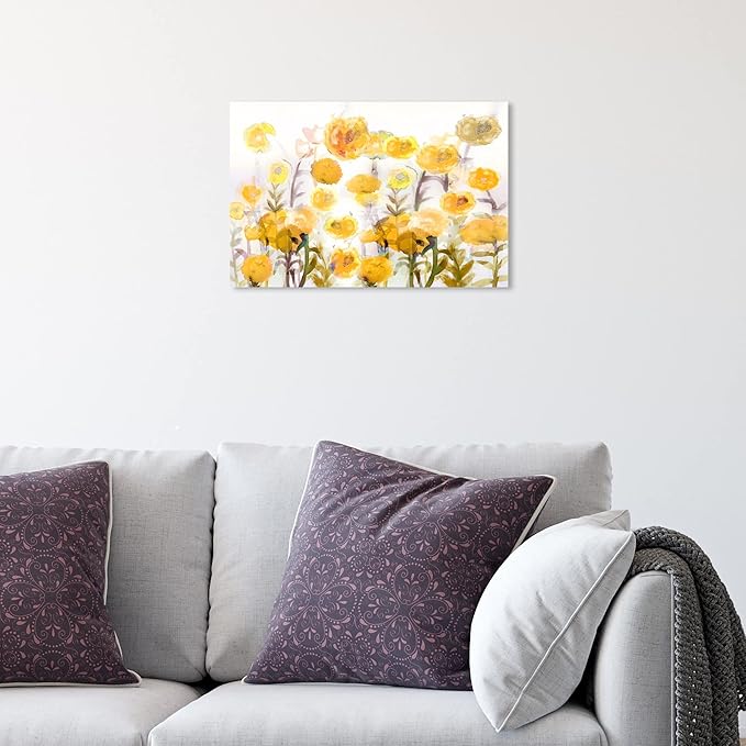 The Oliver Gal Artist Co. Floral and Botanical Wall Art Canvas Prints 'Bella Garden Poppy Yellow' Gardens