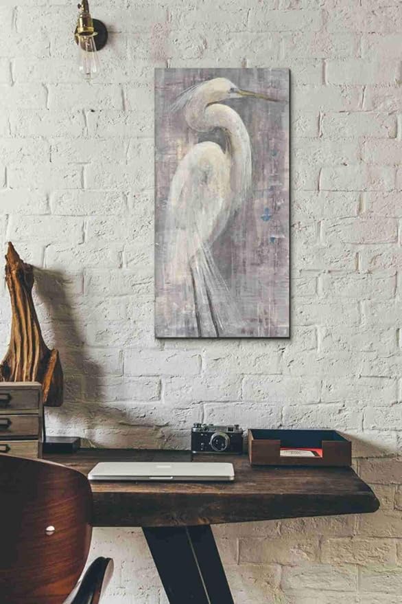 Epic Graffiti 'Coastal Egret I Legs' by Albena Hristova, Canvas Wall Art, 12"x24"