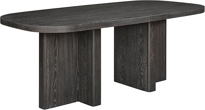 Lexicon 78 Inch Dining Table for 4-6 People, Rectangular with Textured Wood Grain Surface, Modern Ebony Finish Oak Veneer Kitchen Table for Dining Room/Kitchen, Ebony