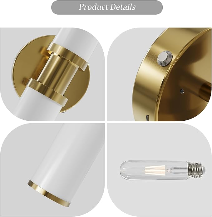 Battery Operated Wall Sconce Set of 2, Gold Cordless Wall Sconces, Modern Rechargeable Wall Lights with Remote Control, Dimmable for Living Room, Bedroom, Bathroom, Hallway, Entryway 3000K