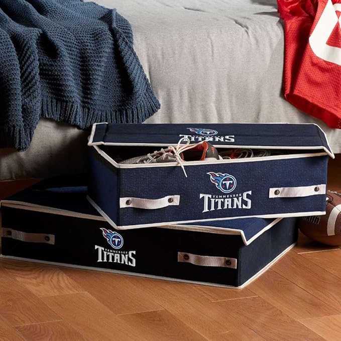 Franklin Sports NFL Under Bed Storage Bins - Folding Organizer Containers - NFL Team Office, Bedroom + Living Room Décor