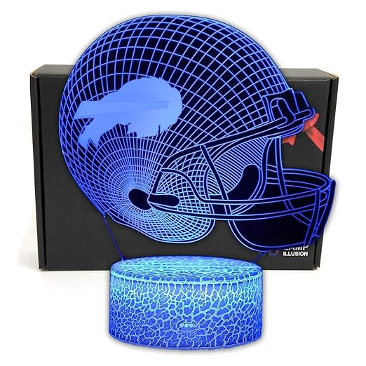 3D Optical Illusion Smart 7 Colors Night Light Table Lamp Gifts for Buffalo Men, Women, Kids, Boys, Teens,Acrylic