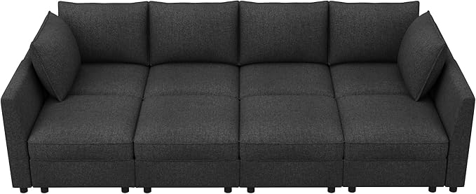 HONBAY Modular Sofa Sectional Sleeper Couch with Storage Seat Reversible Sectional Sleeper Couch Modular Sofa - Linen Grey