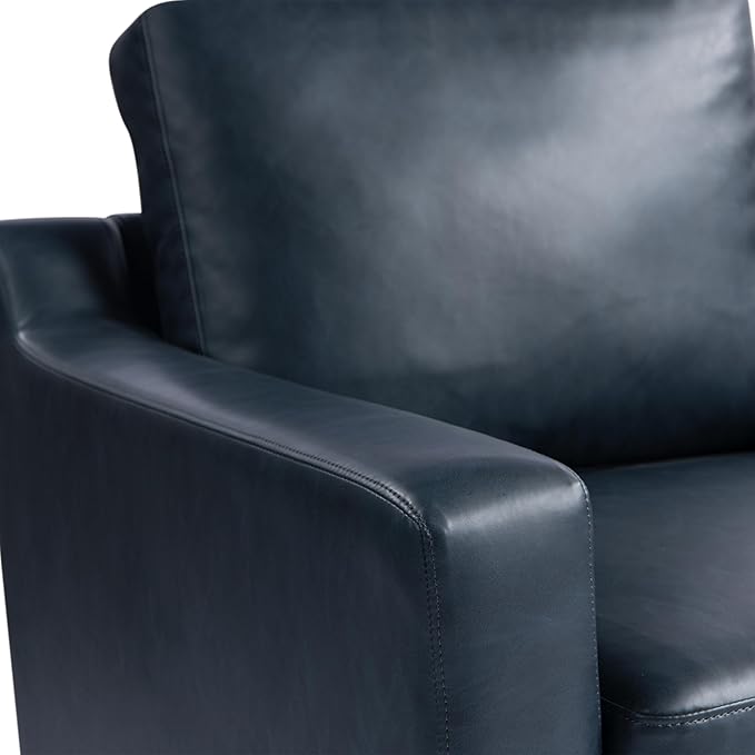 Serta Triton 33.5" Arm Chair, Transitional Modern, Dreamcoil Comfort, Metal Legs, Vegan Leather, Navy Blue