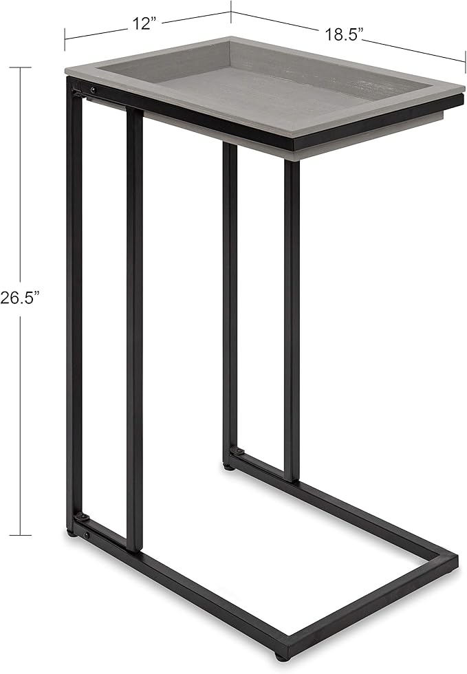 Kate and Laurel Lockridge Modern Farmhouse Side C-Table, 18.5" x 12" x 26.75", Rustic Gray and Black