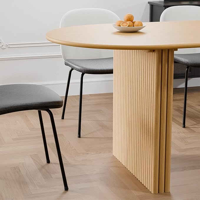 Casaphoria 79" Oval Dining Table, Modern Kitchen Table for 4-6, Farmhouse Style Large Table, Easy Assembly for Living Room, Kitchen and Bar, Natural Wood