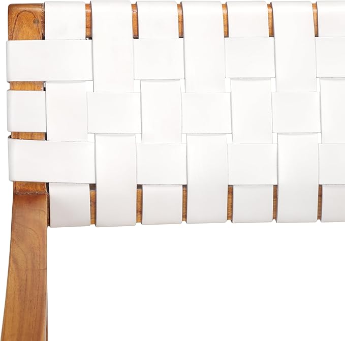 SAFAVIEH Home Collection Cire White Faux Leather/Natural Solid Wood Dining Chair