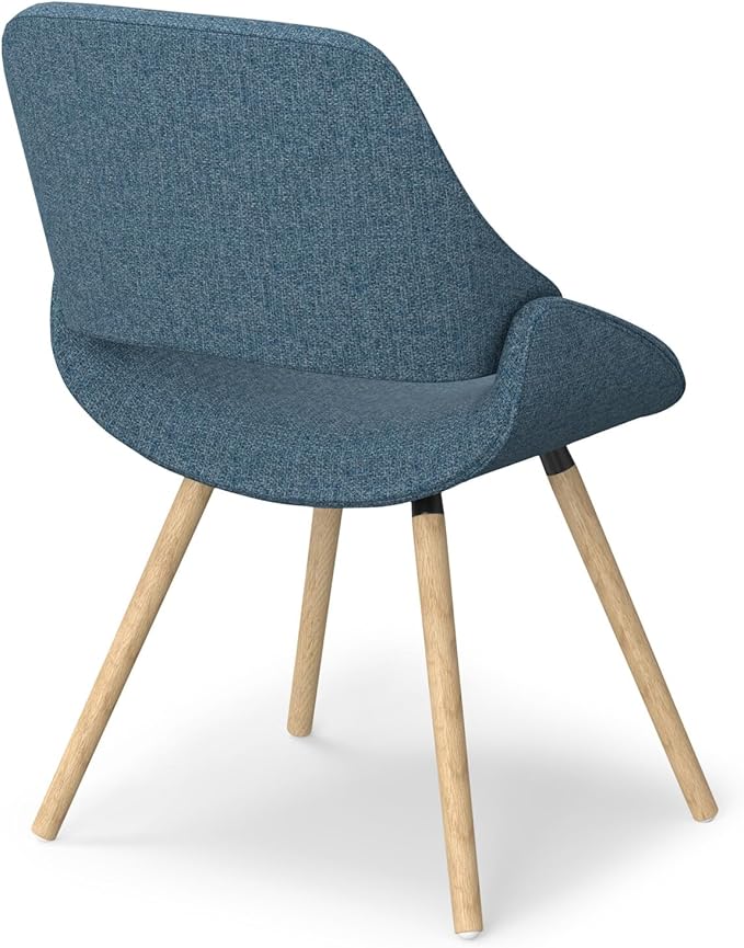 SIMPLIHOME Malden Dining Chair in Denim Blue Linen Look Fabric, 22.8 x 20.9 x 30.9 inches, Bentwood Design with Light Wood Legs for Dining Room