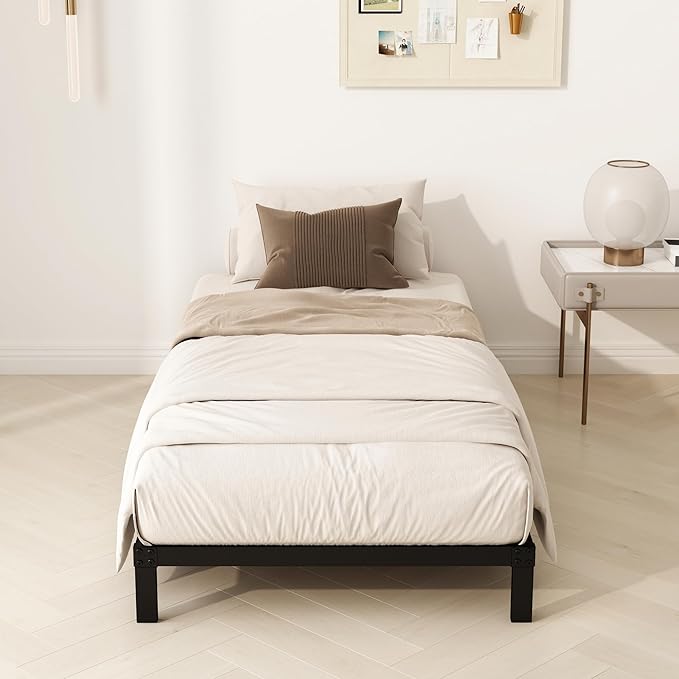 8 Inch Twin Bed Frames, Heavy Duty Metal Platform Bed Frame No Box Spring Needed, Noise Free, Easy Assembly, Black