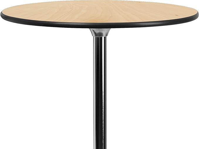 Flash Furniture Lars Set of 5 Commercial Cocktail Tables - Natural Finish Birchwood Tops - 30" Round - Includes 30'' and 42'' Columns - For Indoor/Outdoor Use
