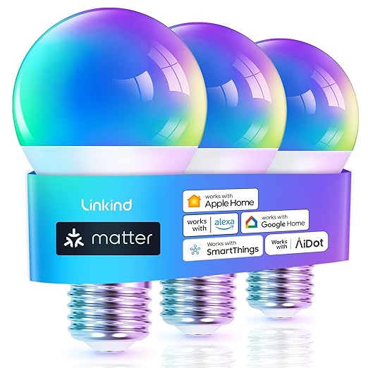 Linkind Matter Samrt Bulb 3 Pack Bundle with Matter Smart Plug 4 Pack