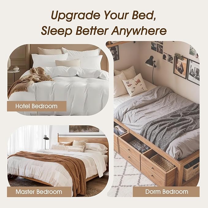 downluxe Standard Size Pillows Set of 4 – Premium Down Alternative Bed Pillows for Back, Side & Stomach Sleepers, White