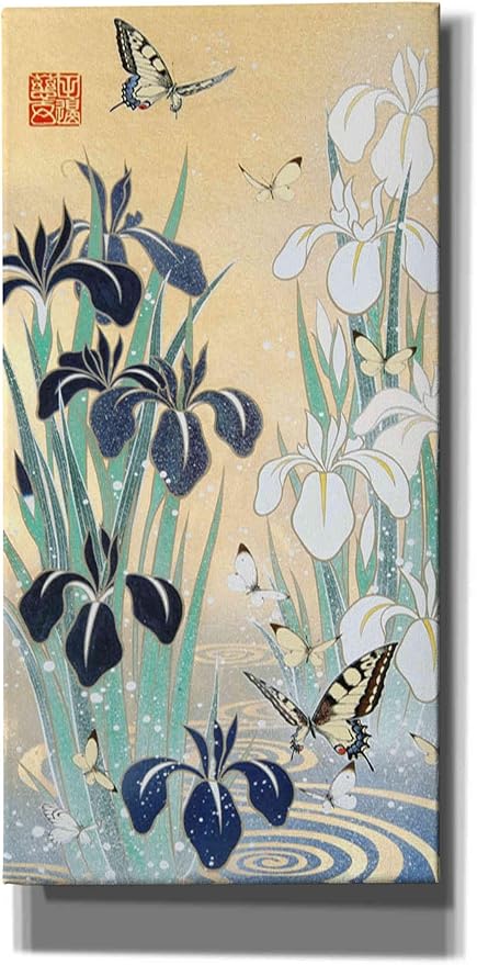 Epic Graffiti 'Iris and Butterfly' by Zigen Tanabe, Canvas Wall Art, 20"x40"