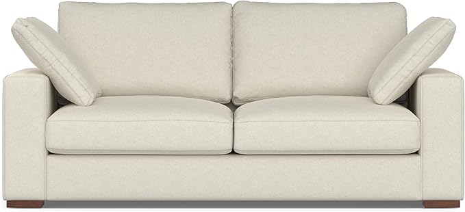 SIMPLIHOME Charlie Sofa in 100% Recycled Polyester Tightly Woven Performance Fabric, Cream, 78-inches Wide, Handcrafted Contemporary Style Loveseat Sofa or Couch for Living Room
