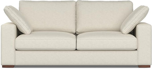 SIMPLIHOME Charlie Sofa in 100% Recycled Polyester Tightly Woven Performance Fabric, Cream, 78-inches Wide, Handcrafted Contemporary Style Loveseat Sofa or Couch for Living Room