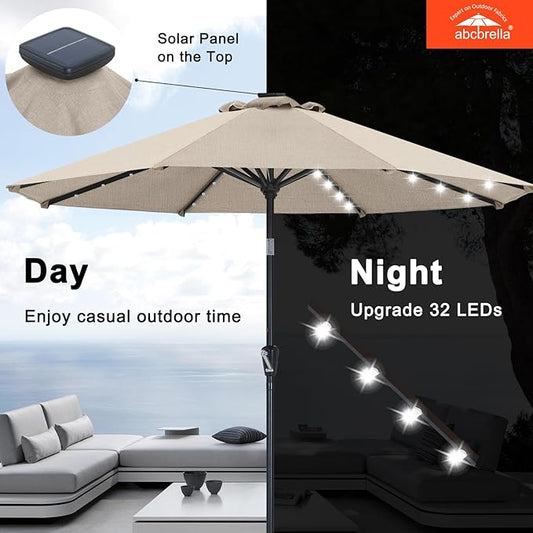 ABCCANOPY OLEFIN® 5-Year No Fading Patio Umbrella with Solar Lights (Beige)