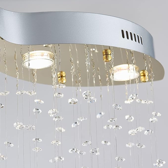 Saint Mossi 6 Light Modern Chandelier Crystal Chandelier Light Fixture,Modern Flush Mount Ceiling Light Fixtures Raindrop Chandelier Gold and Chrome Frame Chandlier Lamp,L39 x W8 x H31