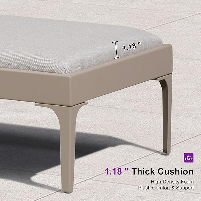 PURPLE LEAF Outdoor Chaise Lounge Set of 2 Aluminum Adjustable Patio Lounger Chairs with Cushions Reclining Beach Daybed for Poolside Balcony Deck Backyard, Champagne