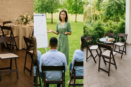BTEXPERT Resin Folding Chair Vinyl Padded Seat Indoor Outdoor Lightweight Set for Home Event Party Picnic Kitchen Dining Church School Weddings- Brown
