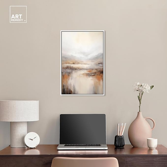 Art Remedy Natural Cascades Canvas Muted Abstract Wall Art, White Frame, 16" x 24"