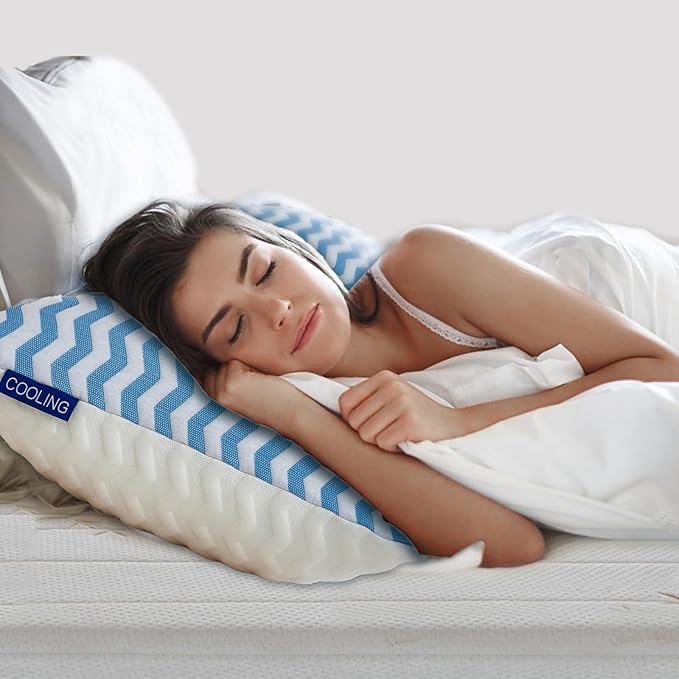 King Size Pillows Set of 2 - Bed Pillows for Sleeping - Adjustable Shredded Memory Foam Pillow for Back, Stomach and Side Sleeper