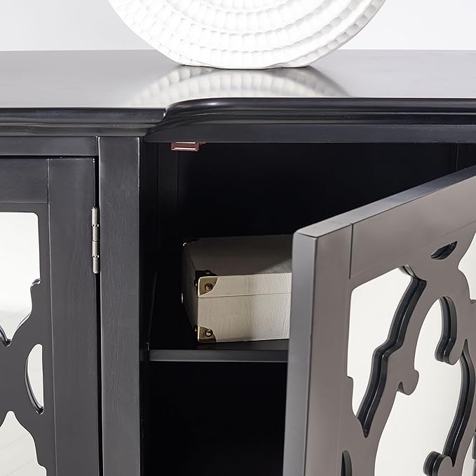 SAFAVIEH Couture Collection Juliette Black Mirrored 4-Door Storage Sideboard