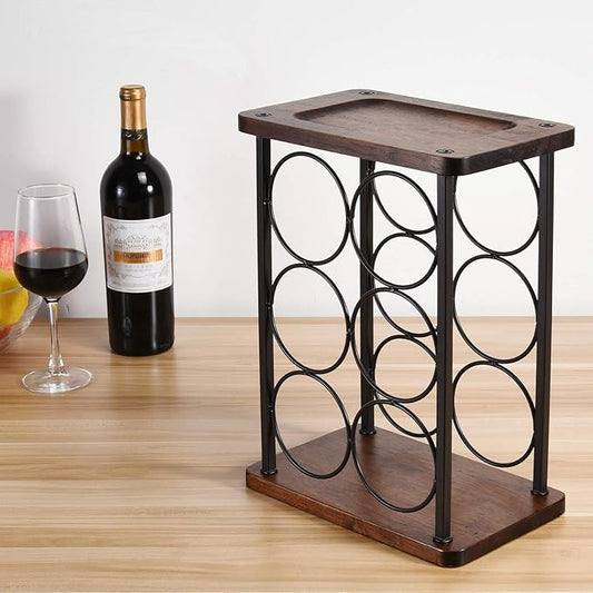 ALLCENER Countertop Wine Rack, Wood Wine Bottle Holder, Perfect for Home Decor & Kitchen Storage Rack, Bar, Cellar, Cabinet, Pantry, etc (Hold 6 Bottles)