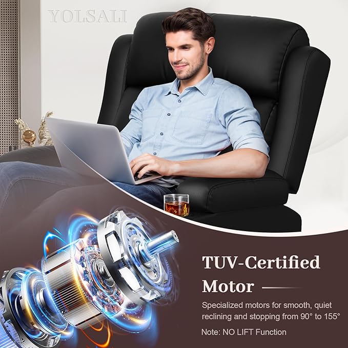 Extra Wide Seat Recliner Chair with Heat and Back Massage, Electric Power Oversized Reclining Chair Infinite Position with Storage Armrests & 2 Cup Holders for Living Room, Manual Recliners