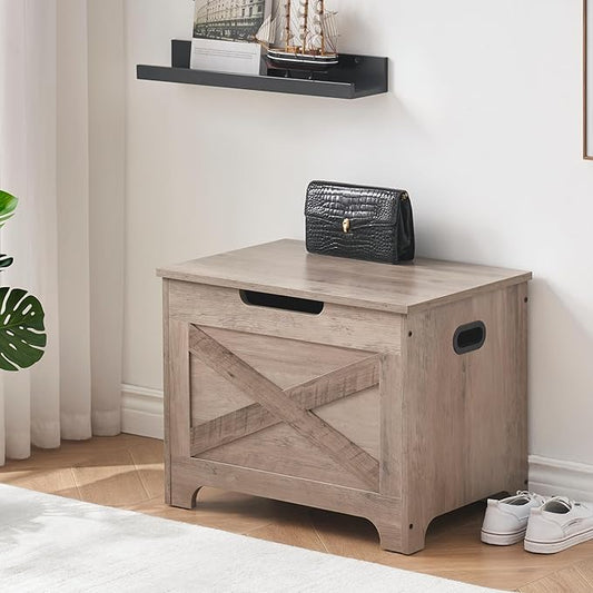GAOMON Storage Chest, Lift Top Storage Trunk with Safety Hinge, Barn Style Organizer, Wooden Entryway Bench, Large Storage Chest for Entryway, Bedroom, Living Room