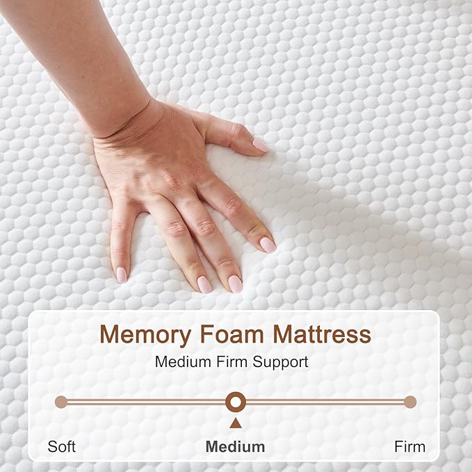 Queen Mattress,10 Inch No Fiberglass Gel Memory Foam Queen Size Mattress in a Box,Pressure Relief with Medium Firm Support,80" X 60" X 10",Medium Firm,Blue