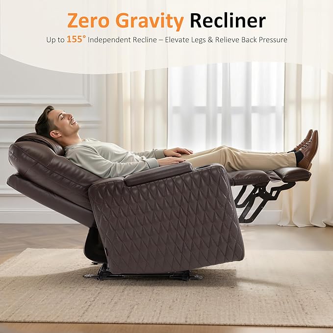 MCombo 65" Zero Gravity Oversized Power Reclining Loveseat with Adjustable Headrest for Living Room, Double Recliner Sofa with USB & Type C Port, Armrest Storage & LED Light HTS401SET