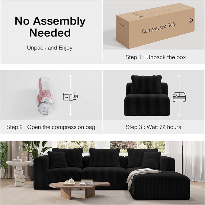 Novilla Modular Sectional Sofa, Modern Cloud Sectional Couch with Smarts Coil® Support, Upholstered Boneless Couch for Living Room Apartments Bedroom, No Assembly Required (Armless Chair)