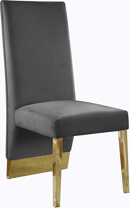 Meridian Furniture Porsha 19" H Velvet Dining Chair in Gray (Set of 2)